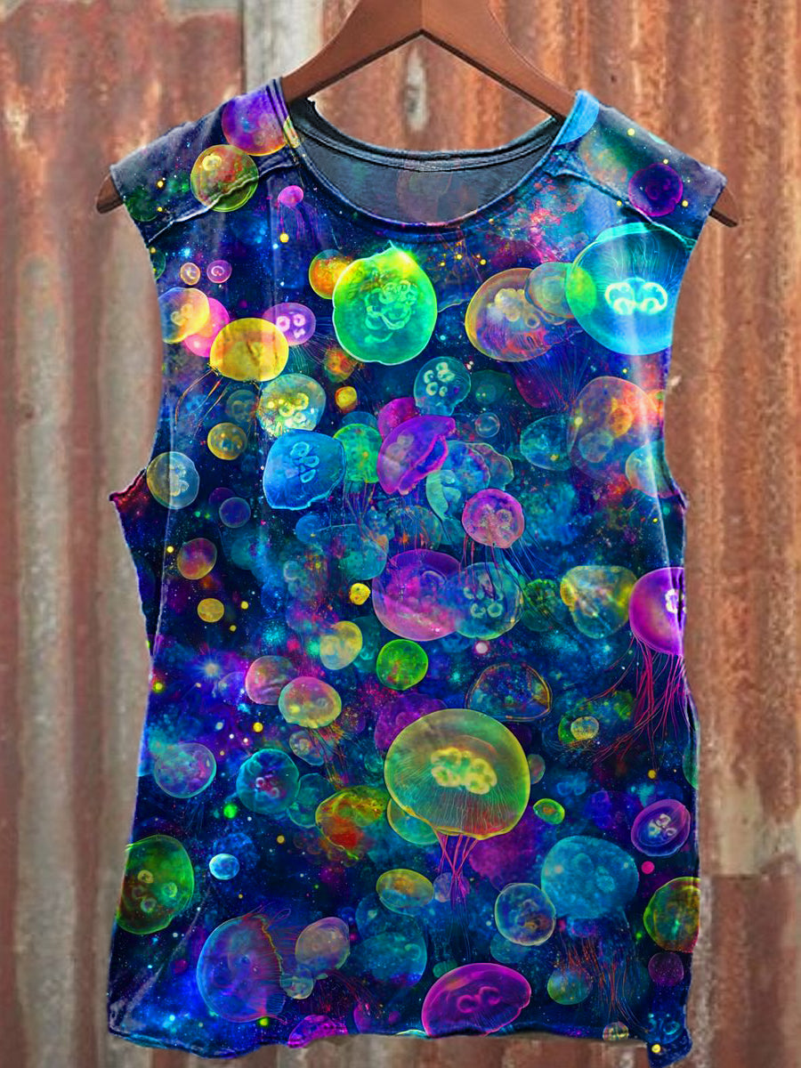 Men's Casual Colorful Jellyfish Printed Tank Top