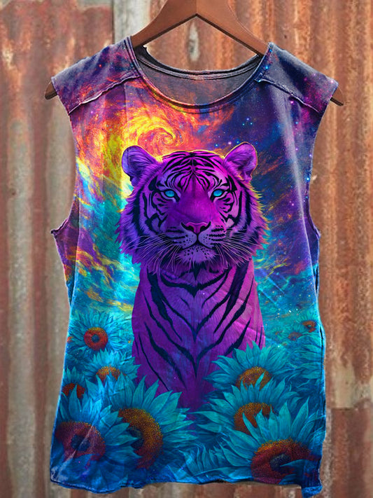 Men's Casual Tiger Printed Tank Top