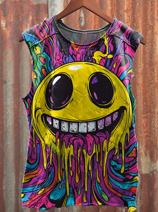 Men's Casual Colorful Smiley Face Printed Tank Top