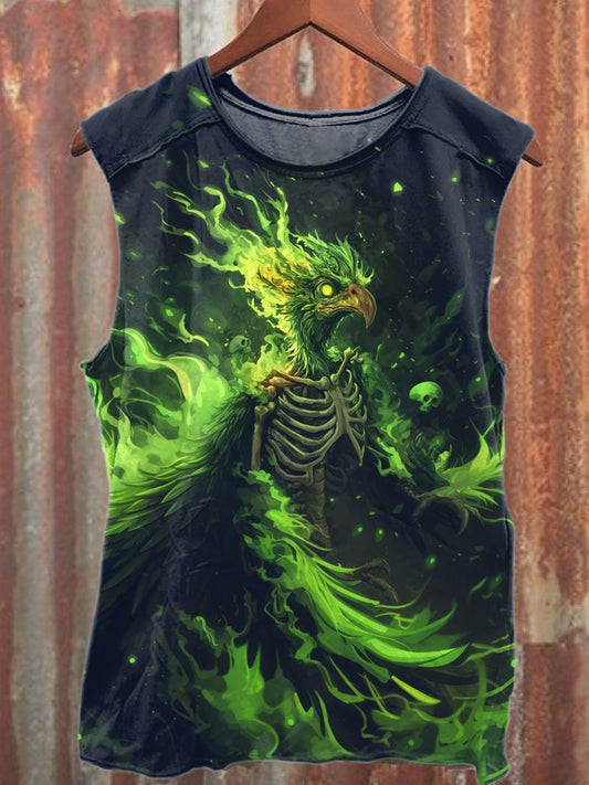 Graffiti Illustration Print Casual Cotton Tank Top