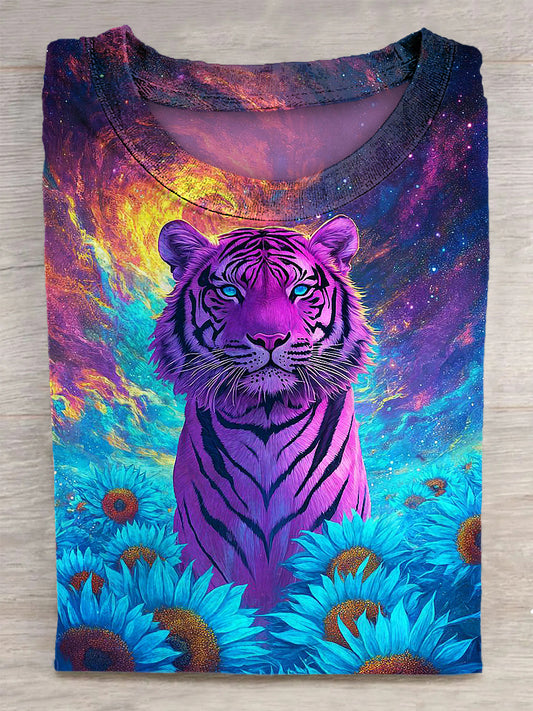 Tiger Printed Vintage Fashion Loose Short Sleeve T-Shirt