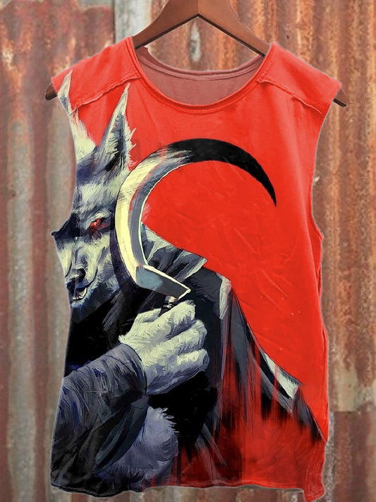 Retro Graffiti Print Casual Cotton Tank Top