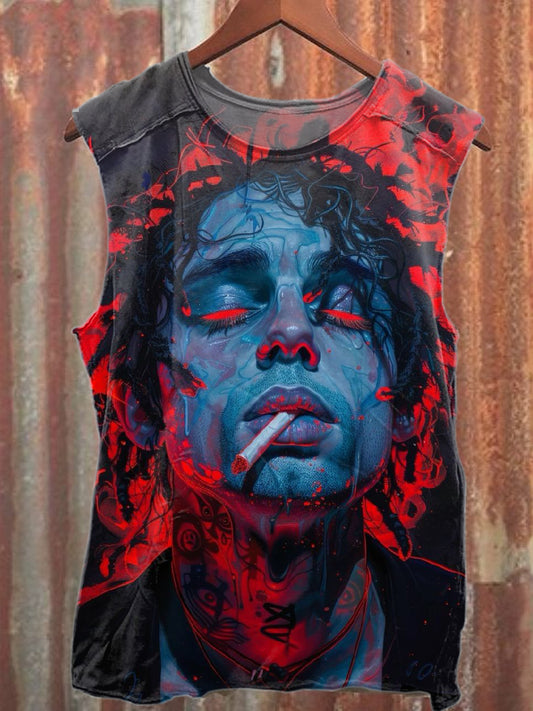 Retro Magic Graffiti Illustration Printed Casual Cotton Tank Top