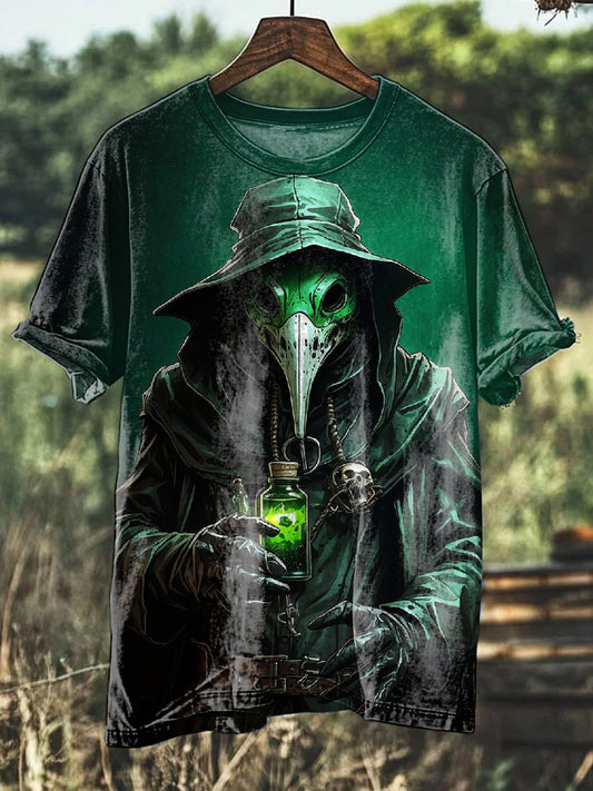 Vintage Witch Doctor Print Casual Cotton T-Shirt