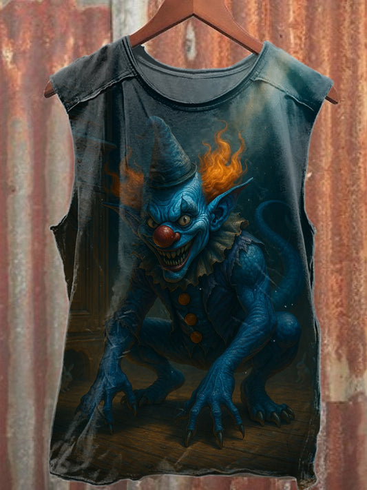 Retro Monster Graffiti Illustration Printed Casual Cotton Tank Top