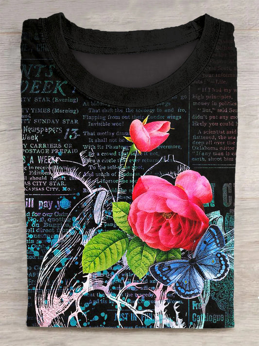 Heart Printed Vintage Fashion Loose Short Sleeve T-Shirt