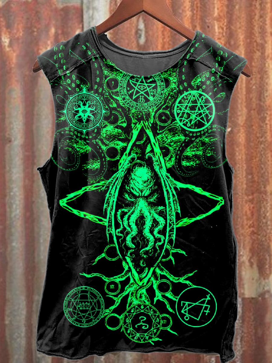 Retro Talisman Illustration Printed Casual Cotton Tank Top