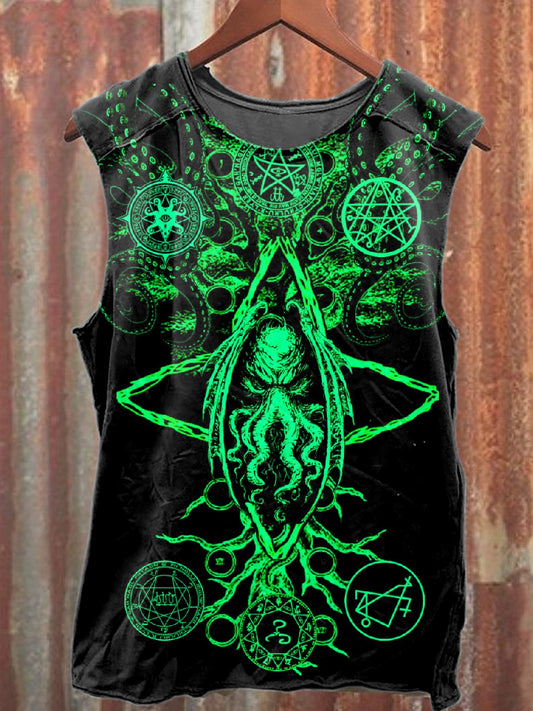 Retro Talisman Illustration Printed Casual Cotton Tank Top