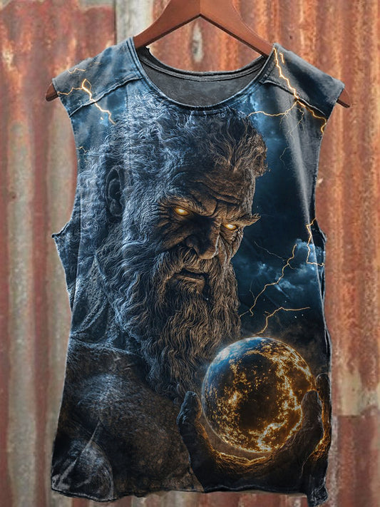 Men's Casual God Printed Tank Top