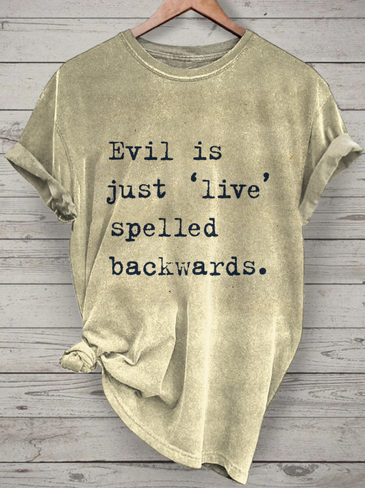 Unisex Funny Words Printed Vintage Fashion Loose Short Sleeve T-Shirt