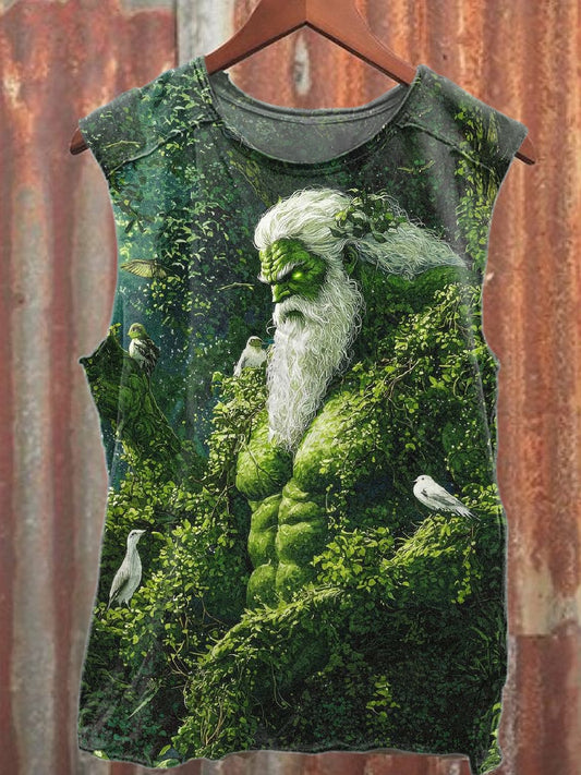 Vintage Forest King Printed Casual Cotton Tank Top