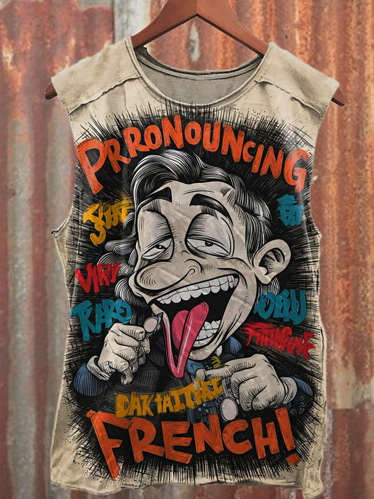 Men's Casual Interesting illustrations Printed Tank Top