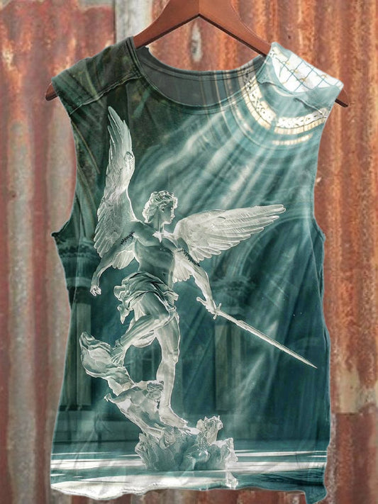 Vintage Ice Angel Printed Casual Cotton Tank Top