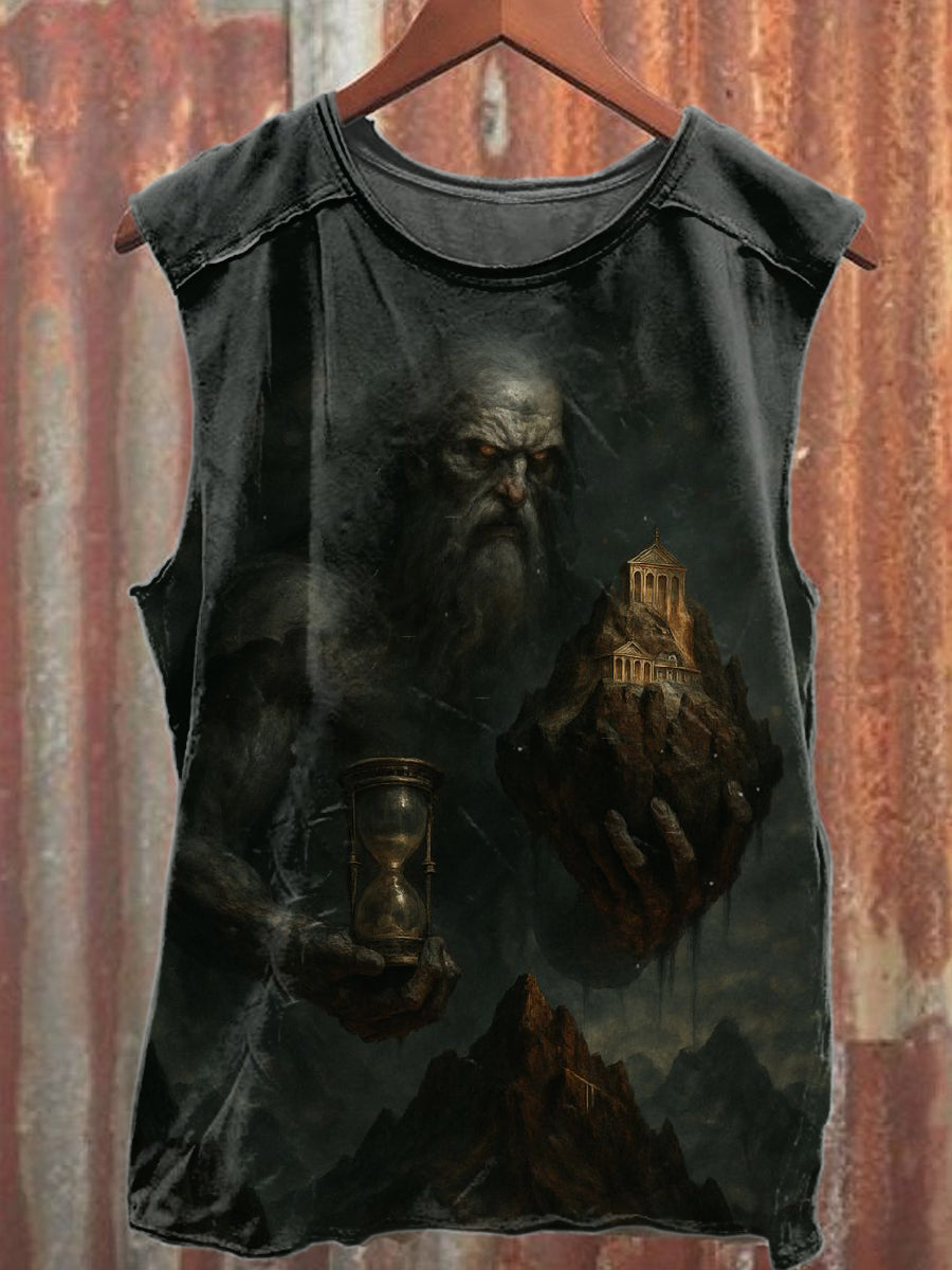 Vintage Monster Print Cotton Tank Top