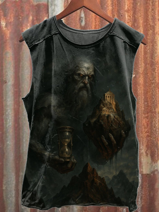 Vintage Monster Print Cotton Tank Top