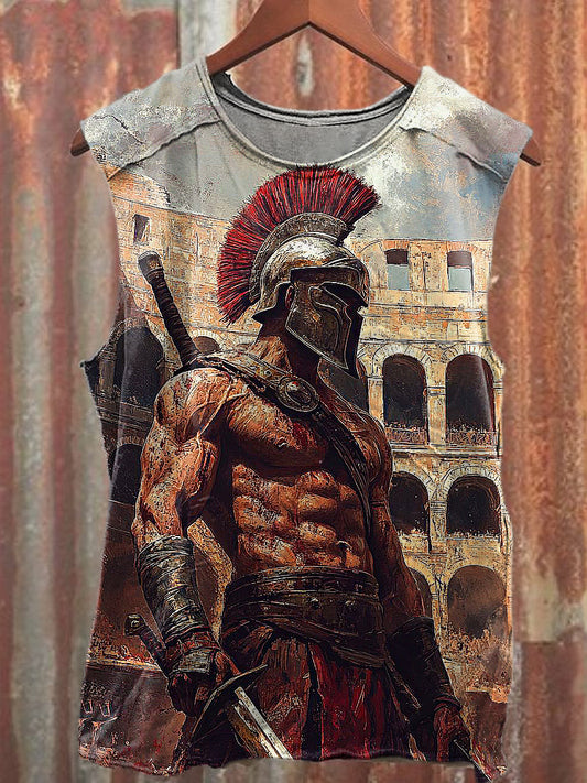 Men's Casual Spartan Warrior Printed Tank Top