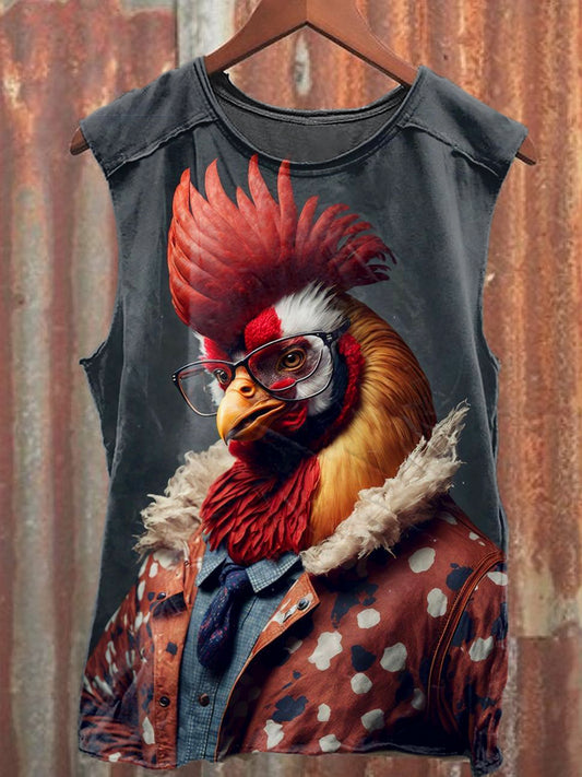 Men's Casual Mr. Rooster Printed Tank Top
