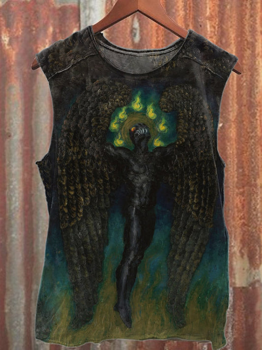 Vintage Graffiti Print Cotton Tank Top