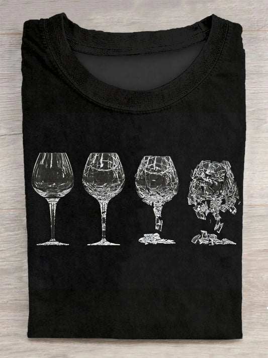 Unisex Broken Glass Printed Vintage Fashion Loose Short Sleeve T-Shirt