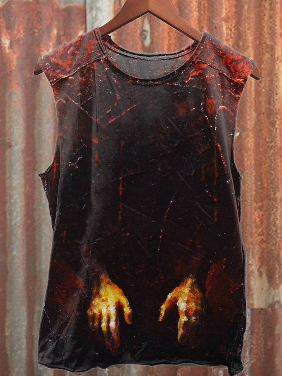 Vintage Horror Claw Graffiti Print Cotton Tank Top