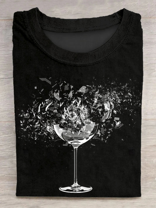 Unisex Broken Glass Printed Vintage Fashion Loose Short Sleeve T-Shirt