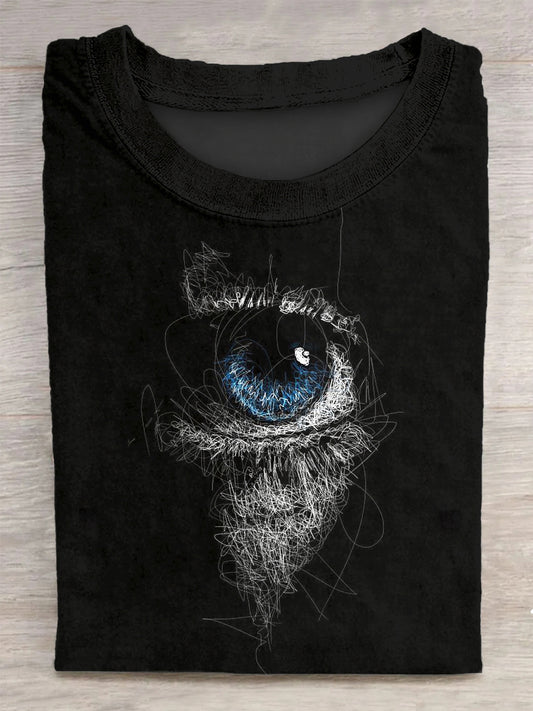 Unisex Creative Eye Printed Vintage Fashion Loose Short Sleeve T-Shirt