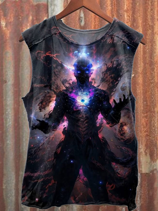Vintage Magic Graffiti Print Cotton Tank Top