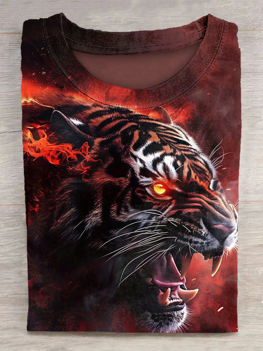 Tiger Printed Vintage Fashion Loose Short Sleeve T-Shirt