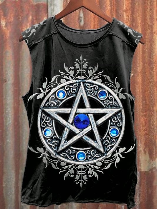 Men's Casual Gothic Pentagram Printed Tank Top