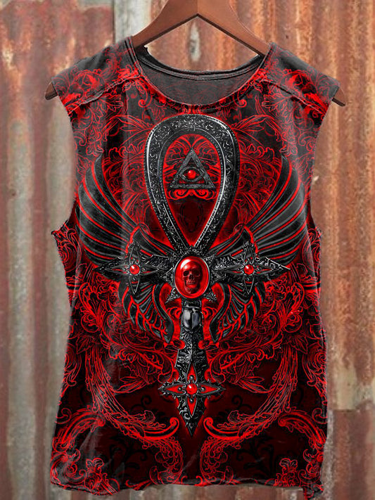 Men's Casual Gothic Cross Printed Tank Top