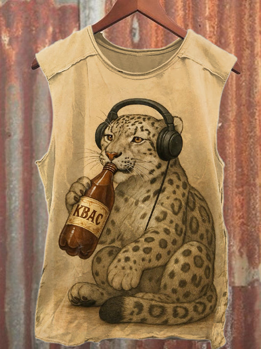 Cute Tiger Print Casual Cotton Tank Top