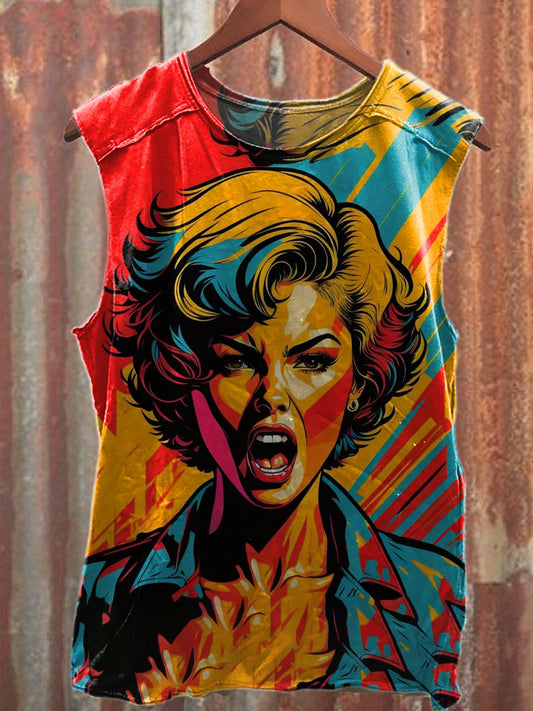 Retro Sexy Beauty Printed Casual Cotton Tank Top