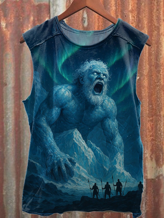 Vintage Ice Giant Print Casual Cotton Tank Top