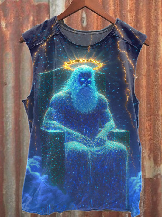 Vintage Ice Giant Print Casual Cotton Tank Top