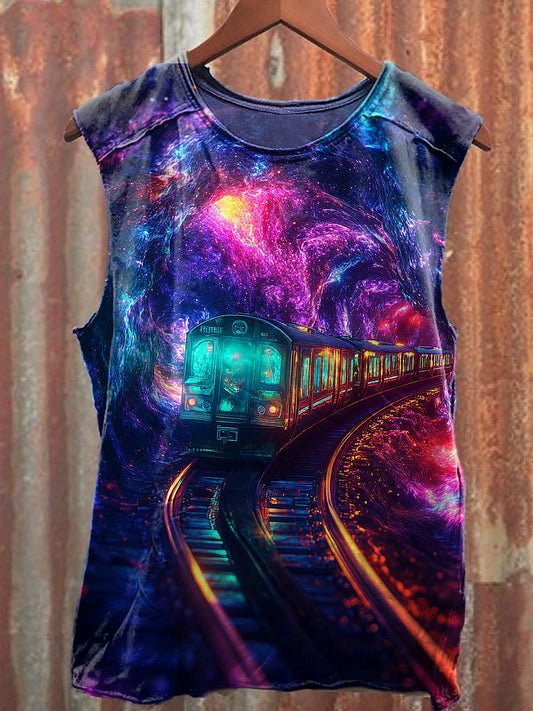 Men's Casual Colorful Train Printed Tank Top
