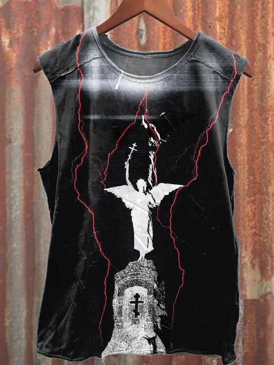 Gorgeous Abstract Graffiti Print Casual Cotton Tank Top