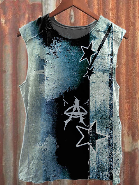 Gorgeous Abstract Graffiti Print Casual Cotton Tank Top
