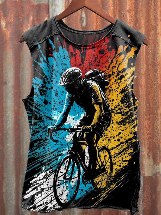 Men's Casual Bicycle Printed Tank Top