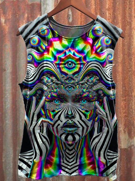 Men's Casual Color Abstract Illustration Printed Tank Top