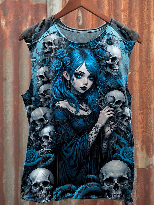 Men's Casual Gothic Girl Printed Tank Top