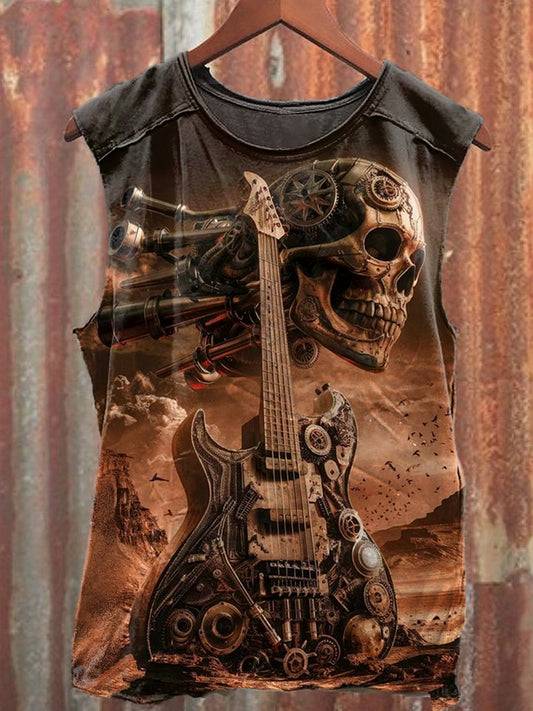 Men's Casual Music Skull Printed Tank Top