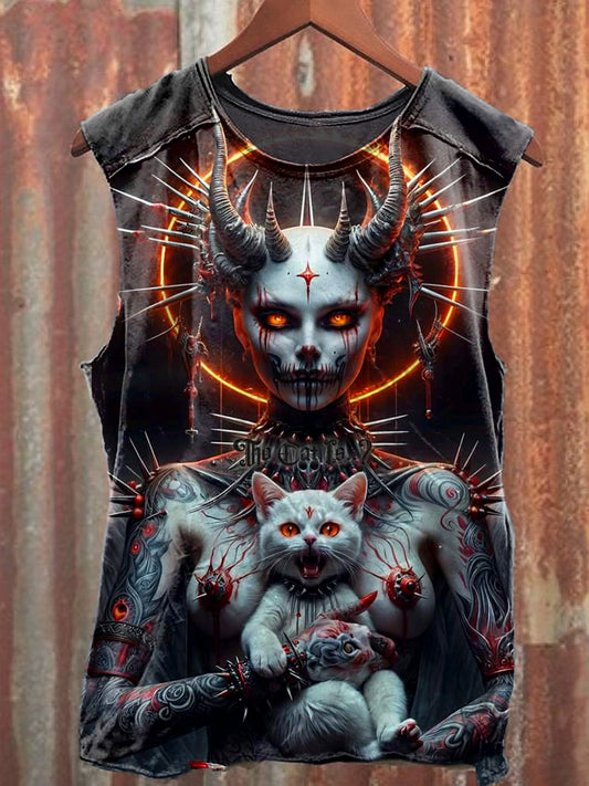 Men's Casual Devil Printed Tank Top