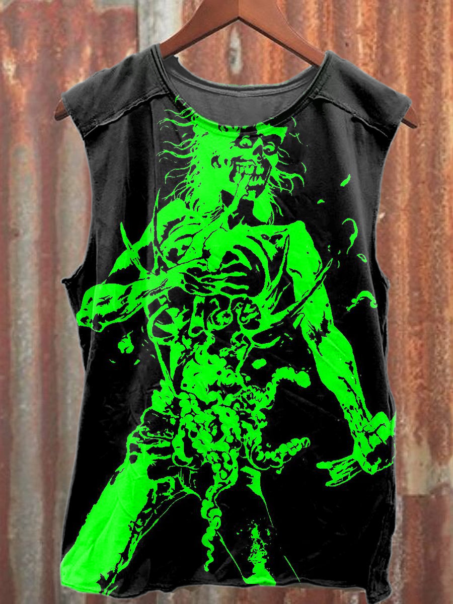 Retro Graffiti Print Casual Cotton Tank Top