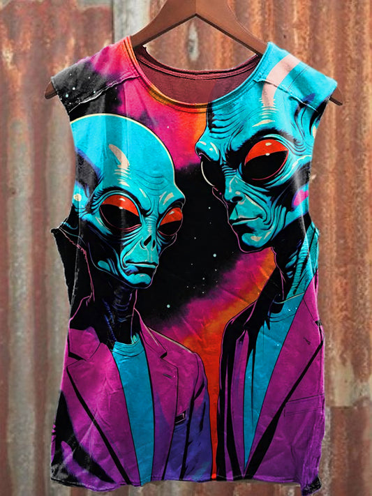 Men's Casual Alien Printed Tank Top