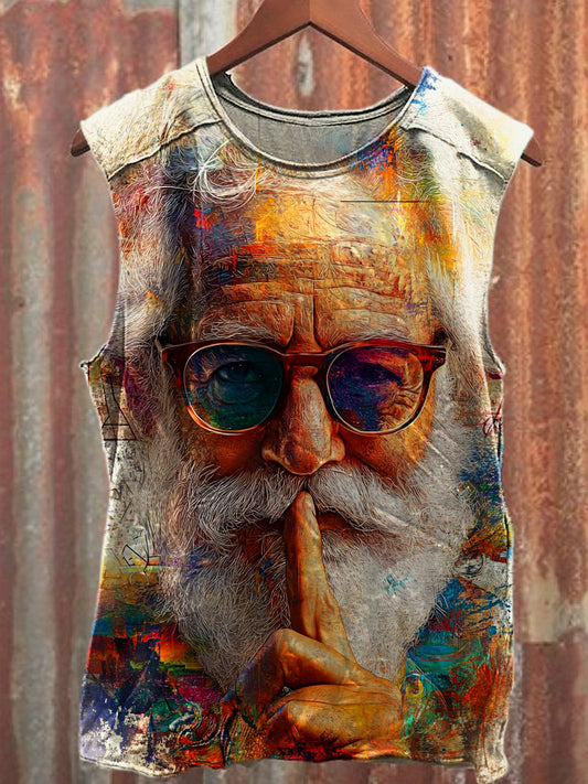 Men's Casual Old Man Printed Tank Top