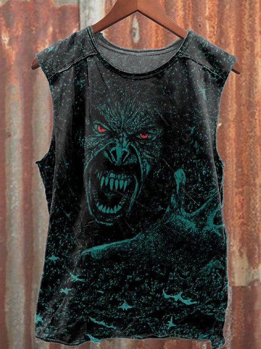 Retro Graffiti Print Casual Cotton Tank Top