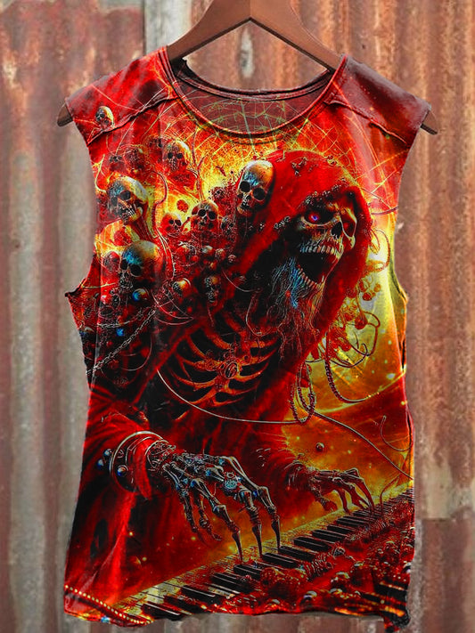 Men's Casual Music Skull Printed Tank Top