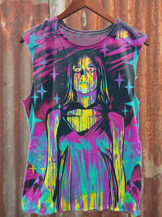Retro Pop Graffiti Print Casual Cotton Tank Top