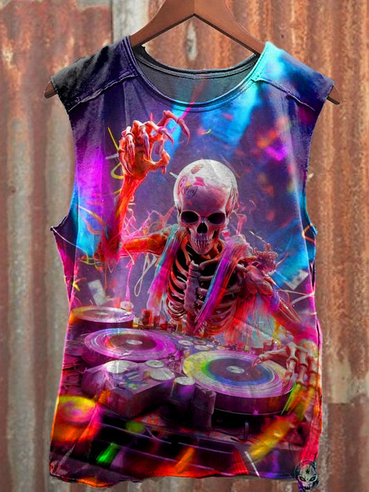 Men's Casual Music Skull Printed Tank Top