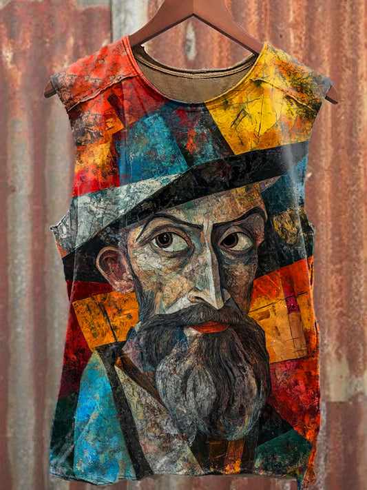 Men's Casual Portrait Art Printed Tank Top